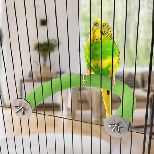 Image of Rypet U Shape Parrot Perch Stand Toy for Paw Grinding Clean Stick Exercise, Rough-Surfaced Quartz Bird Perch Standing Cage Accessories for for Small Parakeets Cockatiels Conures Macaws Finches(Green)