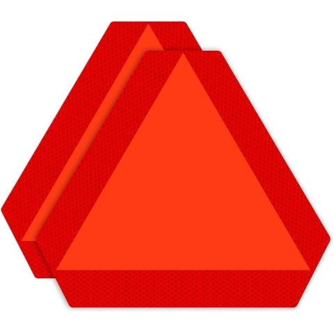 IGNIXIA (Pack of 02) Slow Moving Vehicle Sign, PVC Vinyl Decal Slow Moving Vehicle Triangle Sticker, 14”x 16” Inches Orange base with Reflective border, UTV, safety Triangle signs