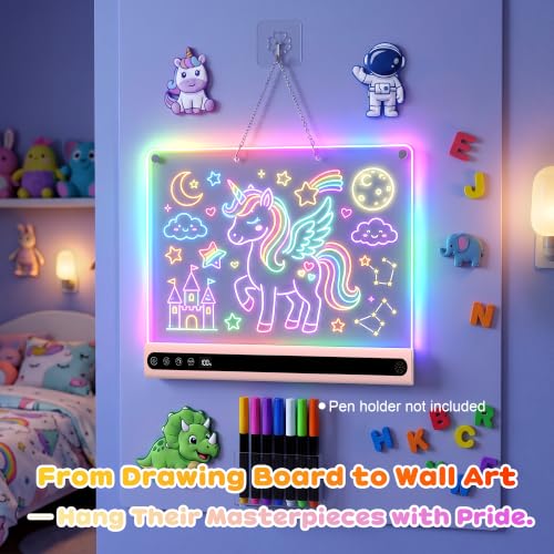 16 Inch LED Drawing Board for Kids Rechargeable Pink 5 Music Modes 14 Light Effects - image 8