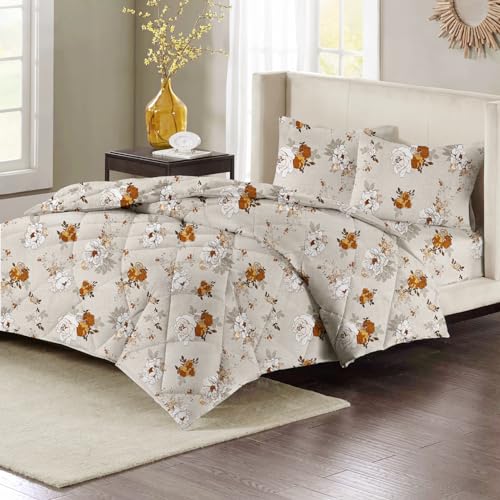 Image of Amazon Brand - Umi Reversible Super Soft Single Bed AC Comforter /Blanket /Quilt /Rajai 220 GSM Microfiber Diamond Stitch (90 inch x 60 inch Inches /228cm x 152cm) - Comforter Single Bed|Cream & Brown & White