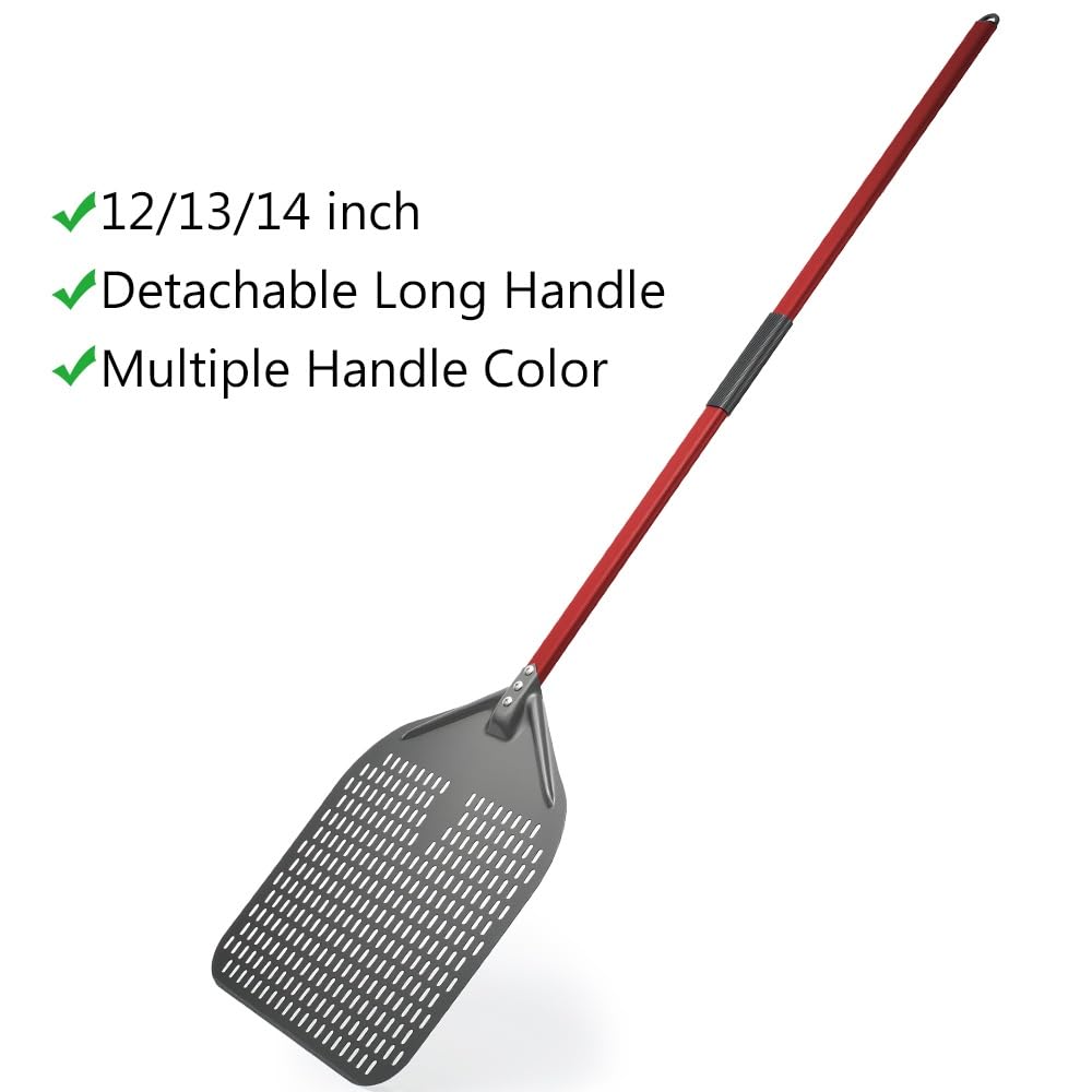 Pala Per Pizza Pala for pizza da 12/13/14 pollici con manico lungo, pala for in lega(14 inch Red)