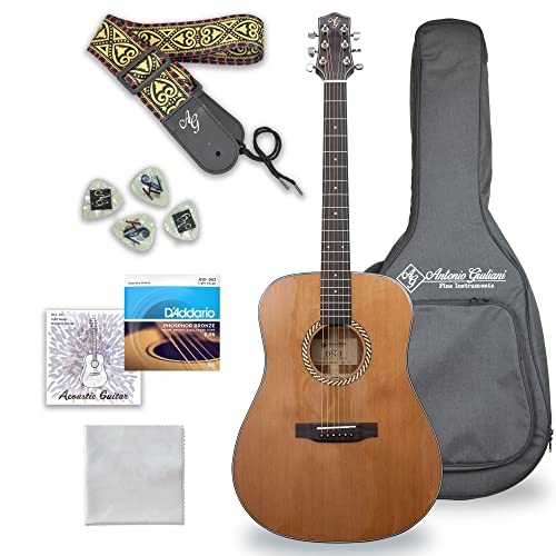Antonio Giuliani Dn-3 Steel-String Acoustic Mahogany Guitar With Carrying Case And Accessories - Complete Guitar Bundle - Dreadnought #TOP7