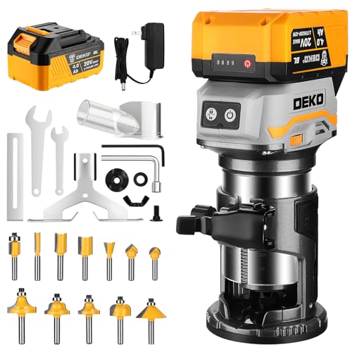Cordless Wood Router, 20V Palm Trim Router with 1x4.0Ah Battery & Brushless Motor, 6-Speed Variable...