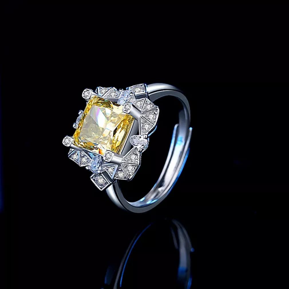 Ringe, 8 mm gelber Diamantring aus hochwertigem Edelstahl (S925), verstellbare Größe, perfektes Geschenk zur Hochzeit oder for Geburtstag