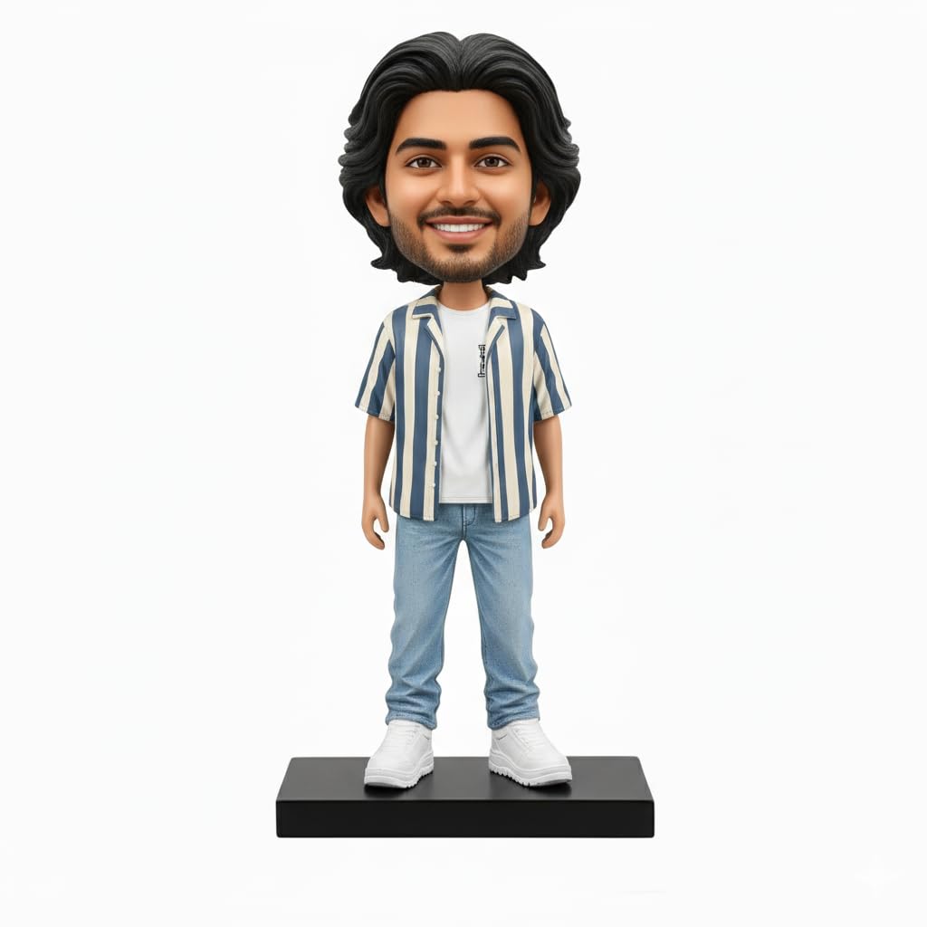 INSAIN Customizable Bobblehead Figurine – Add Your Face | Handmade Personalized Gift for Men & Women | 15 cm Resin Miniature | Unique Collectible (Casual Outfit Bobblehead)-image-14
