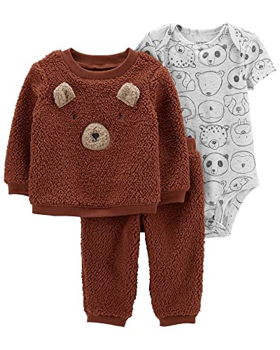 Carter's Baby Boys' Cardigan Sets, Sherpa Bear/Brown, 6m