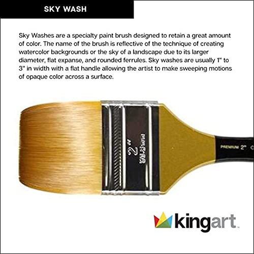 Image of KINGART Original Gold 9750 Sky Wash Series, Premium Golden Taklon Multimedia Artist Brushes
