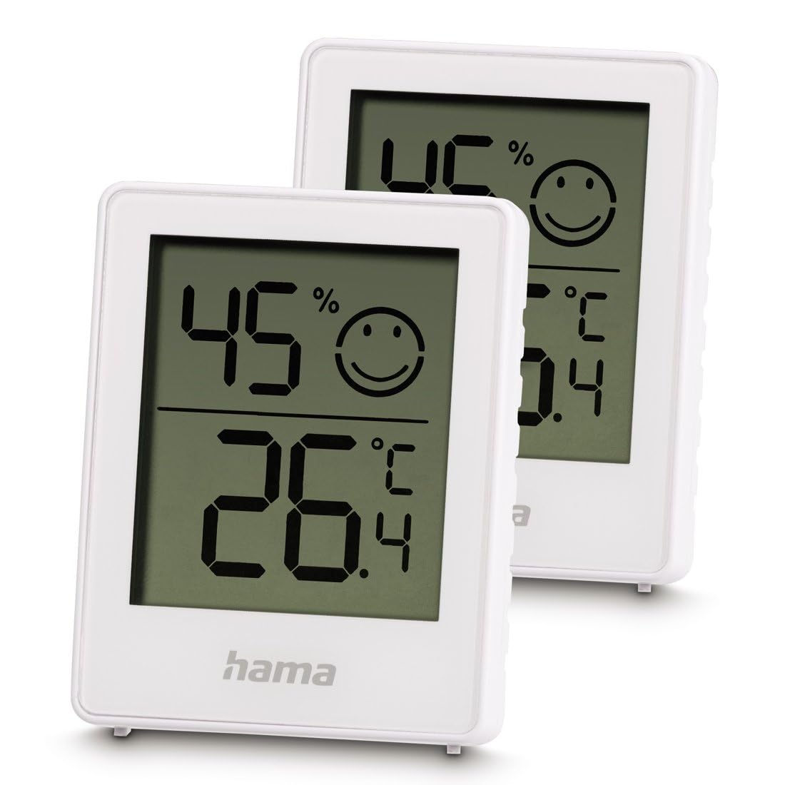 Hama White Baros Digital Indoor Thermo Hygrometer, Pack Of 2