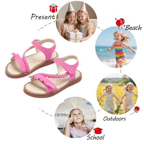 Image of PHIRAMIN Toddler Girl Sandals - Flower Girl Dress Shoes Open Toe Little Kid Flats
