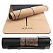 konjac Esterillas Yoga de Corcho, Yoga Mat de 183x65cm, 6mm,Colchoneta Yoga Ancha y Gruesa, Esterillas Yoga Antideslizante Hecha de Natural Corcho con Sistema de Línea (Negro)