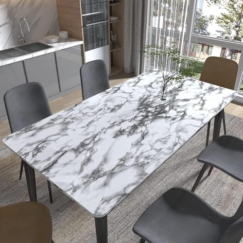 Image of WISDOM White & Black Marble Wallpaper Peel and Stick Contact Paper for Countertops Waterproof Self-Adhesive Marble Wallpaper for Kitchen Desk Cabinet (White Fiber Marble, 12x72 Inch)