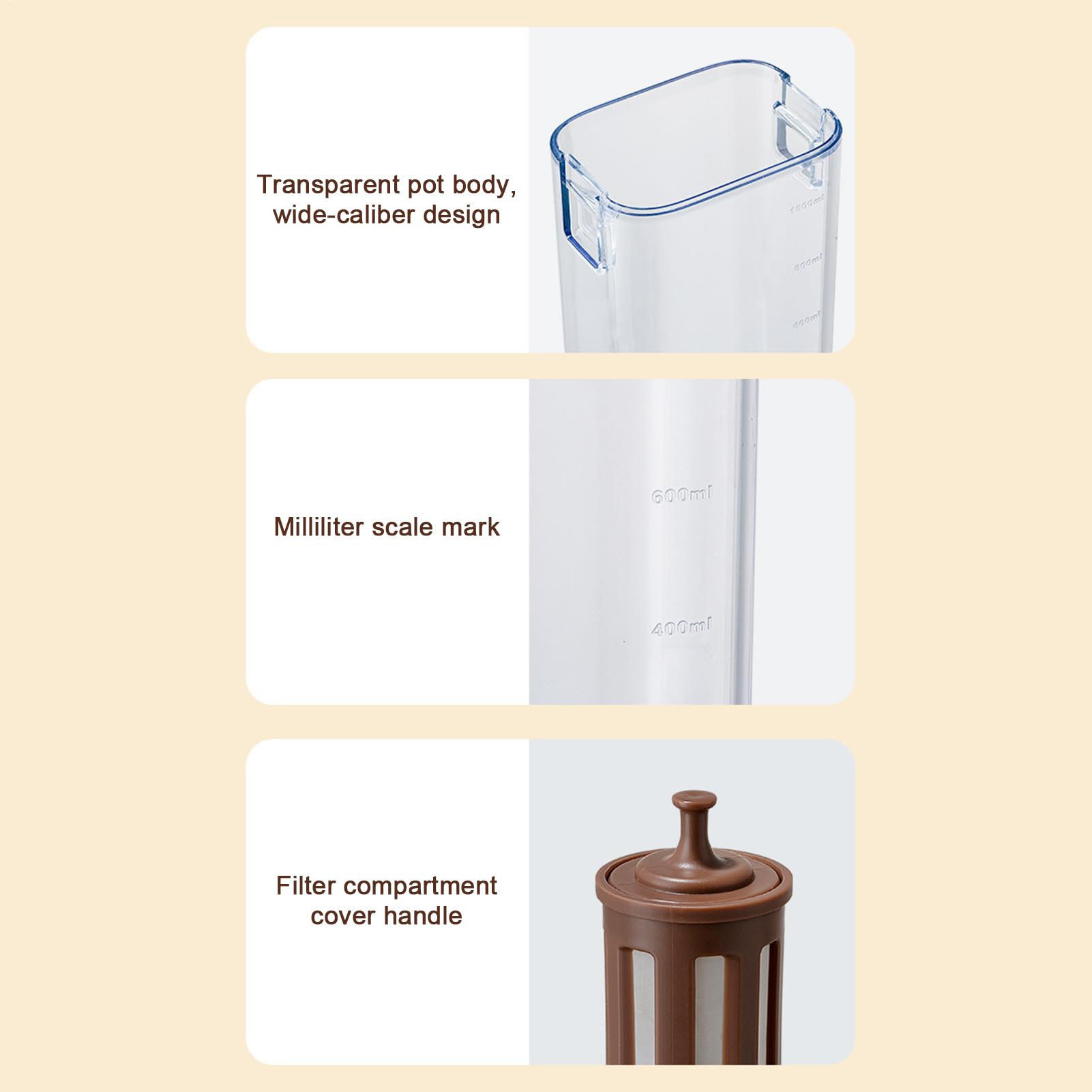 Cold Brew Coffee Maker - Eced Tea Coffee Brewer | 1L Iced Tea Pitcher Brewer, Hochleistungs -Jar -Leckschutzbehälter mit Griff & Deckel, Küchenwerkzeuge Topf für Eistee, Limonade, Fruchtgetränke
