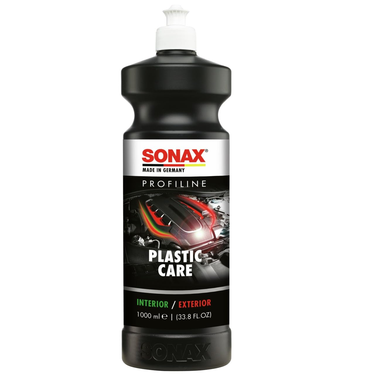 SONAX PROFILINE PlasticCare (1 Liter) Kunststoffpfleger frischt Farben auf, gibt dezenten Glanz und kaschiert Vermattungen und Kratzer auf Kunststoff | Art-Nr. 02054050
