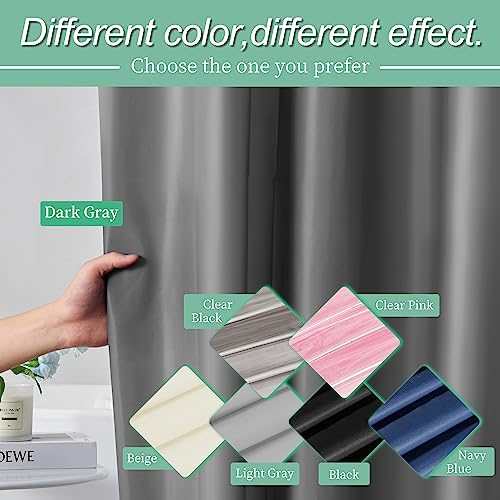 Image of Mrs Awesome Dark Grey Shower Curtain Liner with 3 Magnets, 72x72 Premium Flexible Sturdy Plastic Shower Curtain for Bathroom Lightweight & Waterproof, Dark Gray
