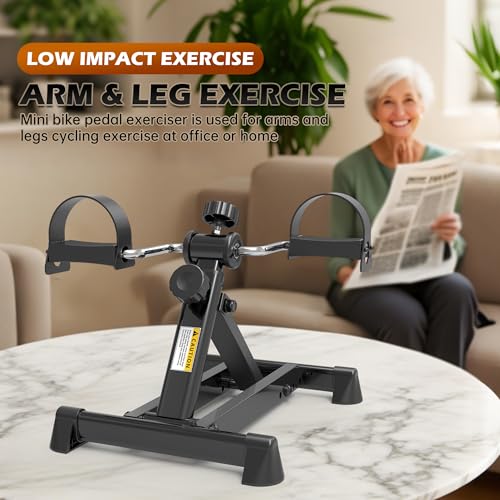 Image of Mini Exercise Bike, Under Desk Bike Pedal Exerciser Portable Foot Cycle Arm & Leg Peddler Machine