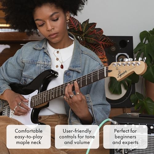 Stratocaster Electric Guitar Kit with Amp, Bag, Strap - Fender Squier, Poplar Body, Laurel Fingerboard - Thumbnail 5