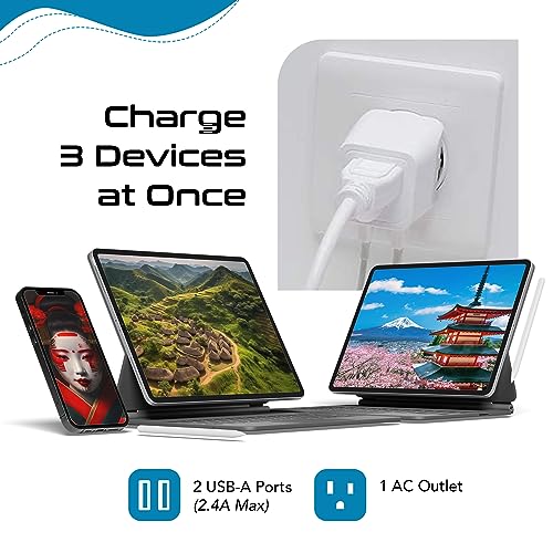 Image of Ceptics Japan, Philippines Travel Adapter Plug with Dual USB - USA Input - Type A - Ultra Compact (CTU-6) - Perfect for Cell Phones, Laptops, Camera Chargers