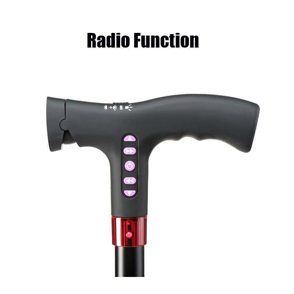 BJH Bastones con luz LED y Alarma con 3 muletas MP3 Antideslizantes para Hombres y Mujeres Interesting