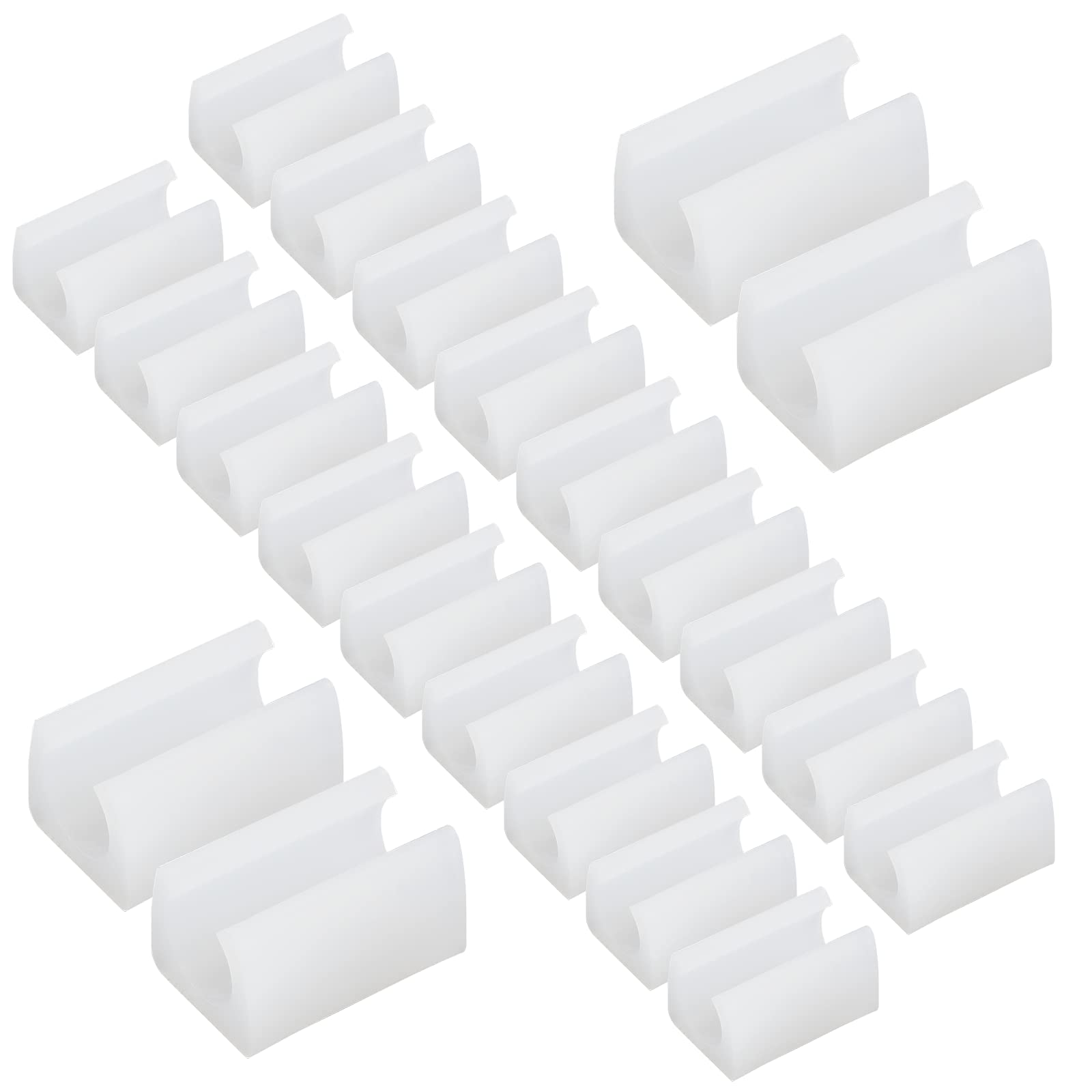 Suiwotin 24pcs 14mm Rectangle Chair Leg Covers, Non-Slip Chair Rail Protectors, Plastic Furniture Feet Guards, Stool Leg Sled Floor Protectors Leg Tips Caps (White)