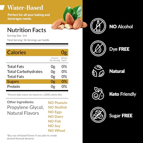 Image of Dolce Flav Natural Almond Extract - 1 Gallon Water-Soluble Kosher, Sugar-Free, Concentrated Pure Almond Flavoring for Baking, Pastries & Beverages