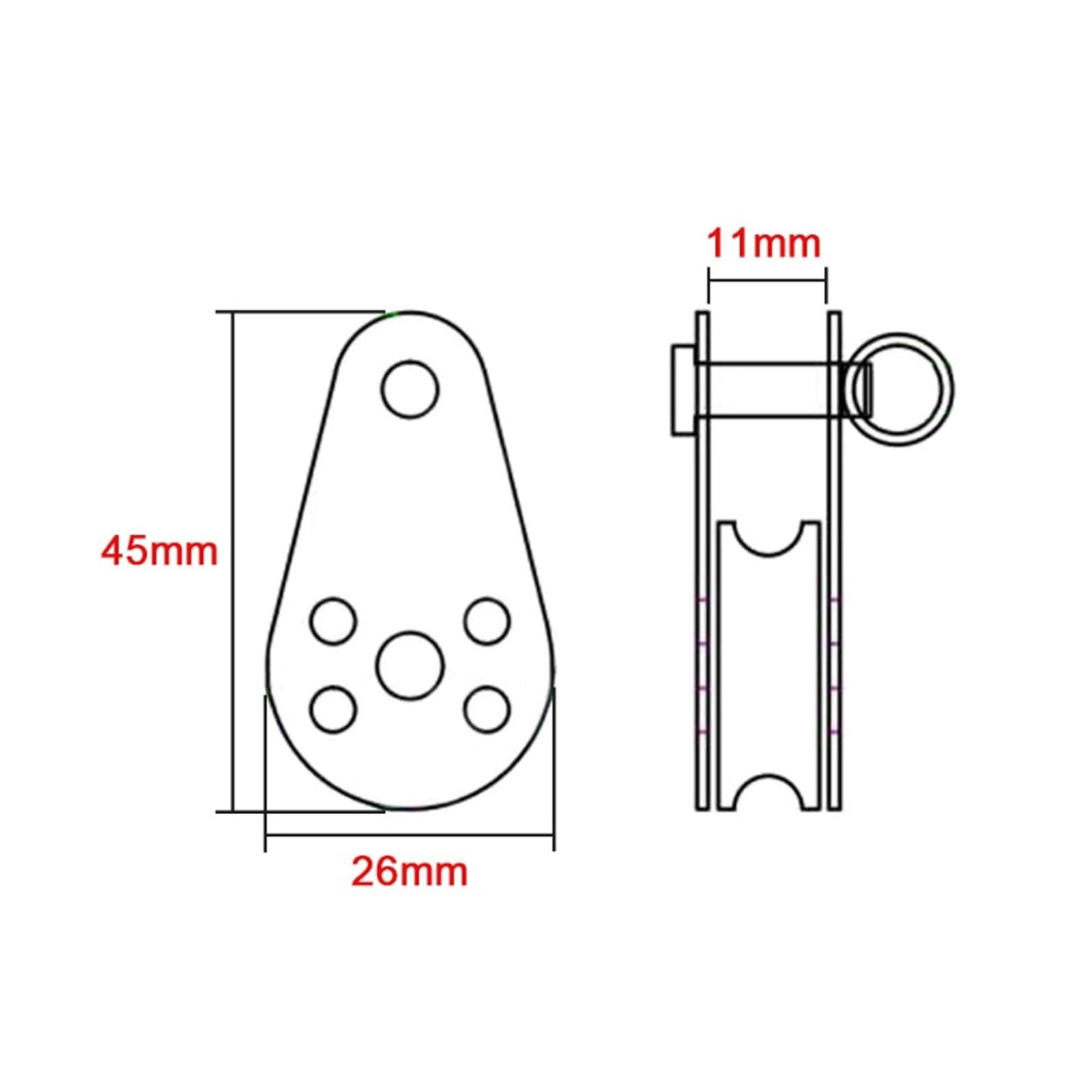 SSIMOO 2/4 Uds. Bloques de polea Simple de Acero Inoxidable 316 polea extraíble polea de Nailon Compatible con tendedero Muelle de Vela elevación Colgante (Color : 45x26mm, Size : 12Pcs)