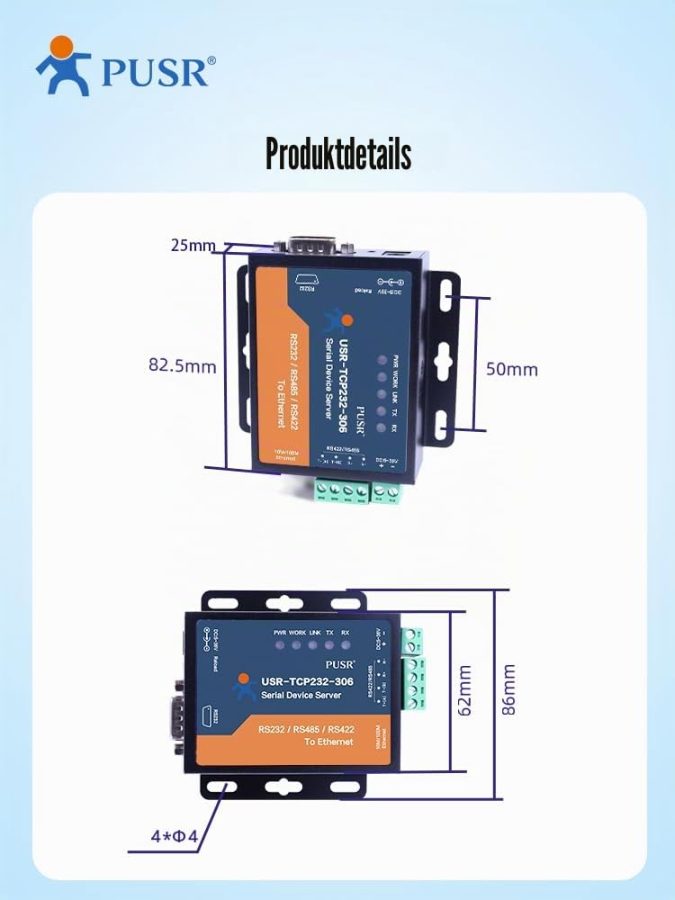 TCP232-306 RS232 RS485 RS422 zu Ethernet TCP IP Modbus Gateway Seriell Gerät Server Seriell zu Ethernet-Konverter