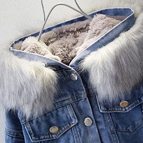 Toddler Babys Newborn Infant Girls Boys Fleece Thick Warm Hooded Jean Coat Spring Winter Clothes (b-Grey, 6-12 Months)4