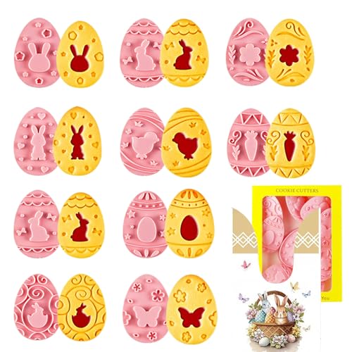 9pcs Easter Cookie Cutters Stamps Biscuit Baking Tools Embossing ...