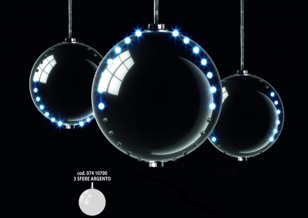 House of Fun Snowfall Set 4 Sfere 96 LED Bianchi Diametro 80 mm Argento"
