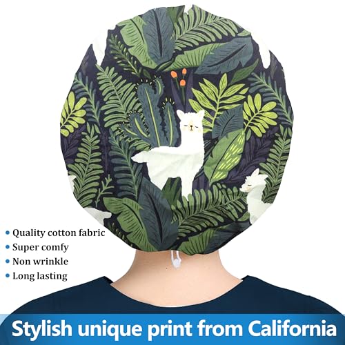 Image of ABAMERICA Bouffant Caps with Button and Sweatband, Adjustable Scrub Caps for Women Men, One Size Multi Color