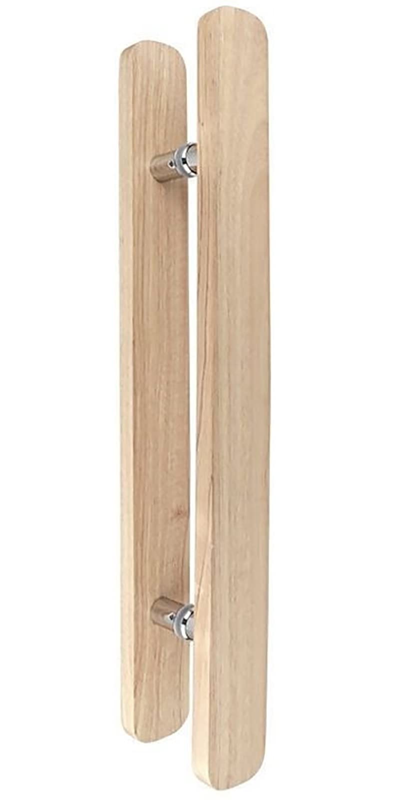 Poignée de porte double face en bois connecteur inox entrée verre magasin