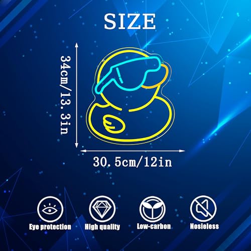 Image of Cool Duck Neon Sign, USB Powered Dimmable LED Neon Light Cute Bathroom Decor for Children, for Rubber Duck Party Decorations Playroom Bedroom Man Cave Decor Bar, Rubber Duck Gifts for Kids(13.3*12in)