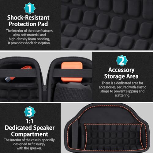 Image of co2CREA Case for JBL Charge 6 Portable Bluetooth Speaker, Black