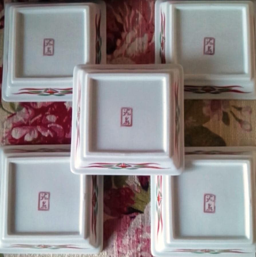 箱入5客 清水焼 龍泉 呉須赤絵鳳凰 銘々皿揃 京焼 中国 南宋