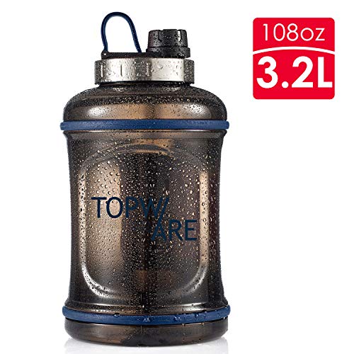 3.2L/108OZ Portable Gym Sports Water Bottle with Slip-Resistant Handle Large Capacity Wide Mouth