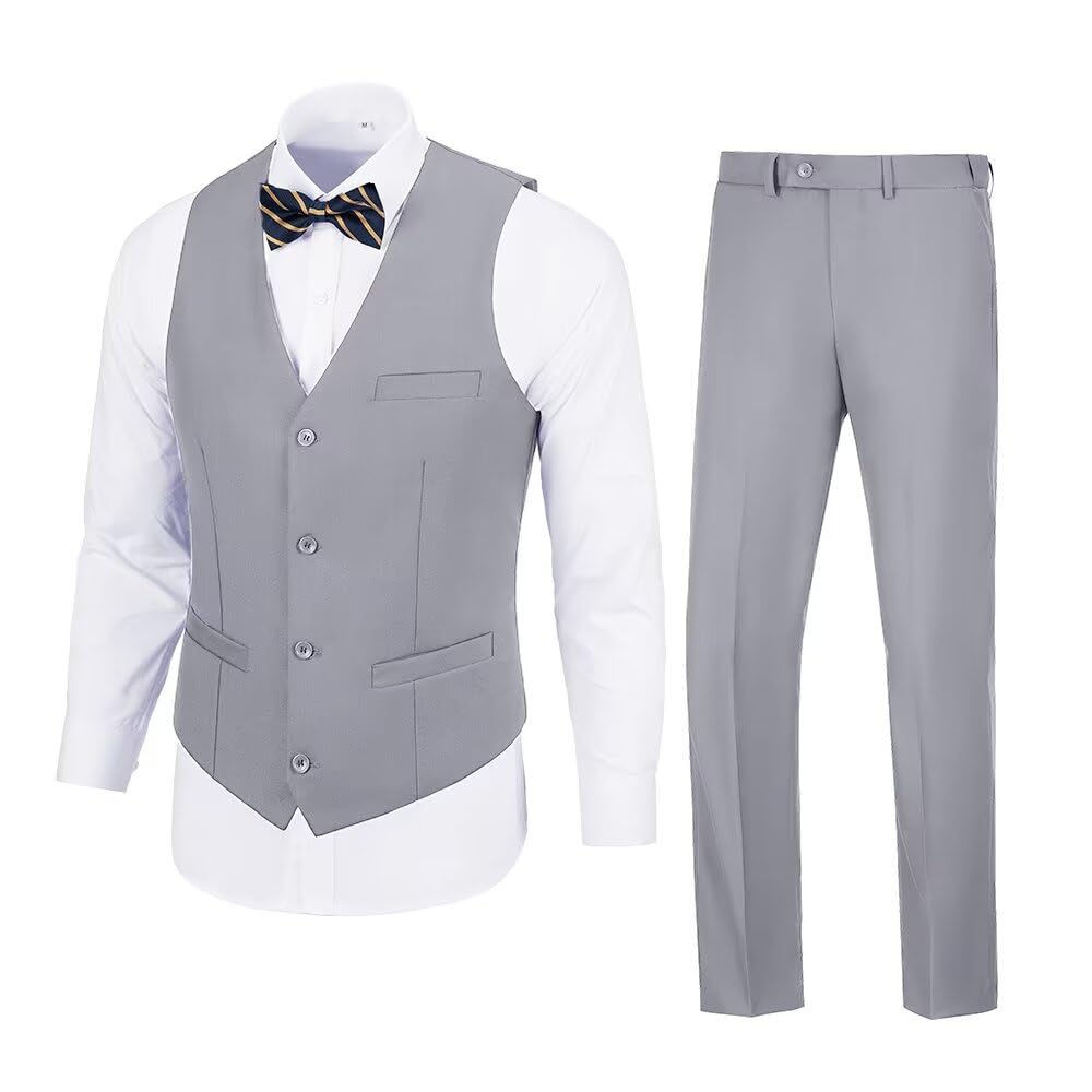 JOYLYJOME Men's Suit 2 Pieces Suit Vest Pants Set,Slim Fit Formal Bussiness Wedding Prom Suits for Men