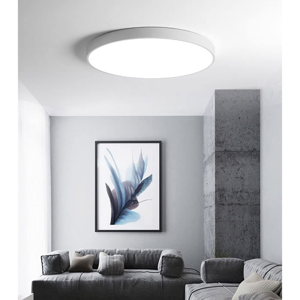 ISCBAFYX sufitowa LED do montażu podtynkowego, ultracienka żelazna płaska okrągła sufitowa, sufitowa o białym świetle 6000 K, akrylowy klosz lampy, blisko sufitowych opraw oświetleniowych