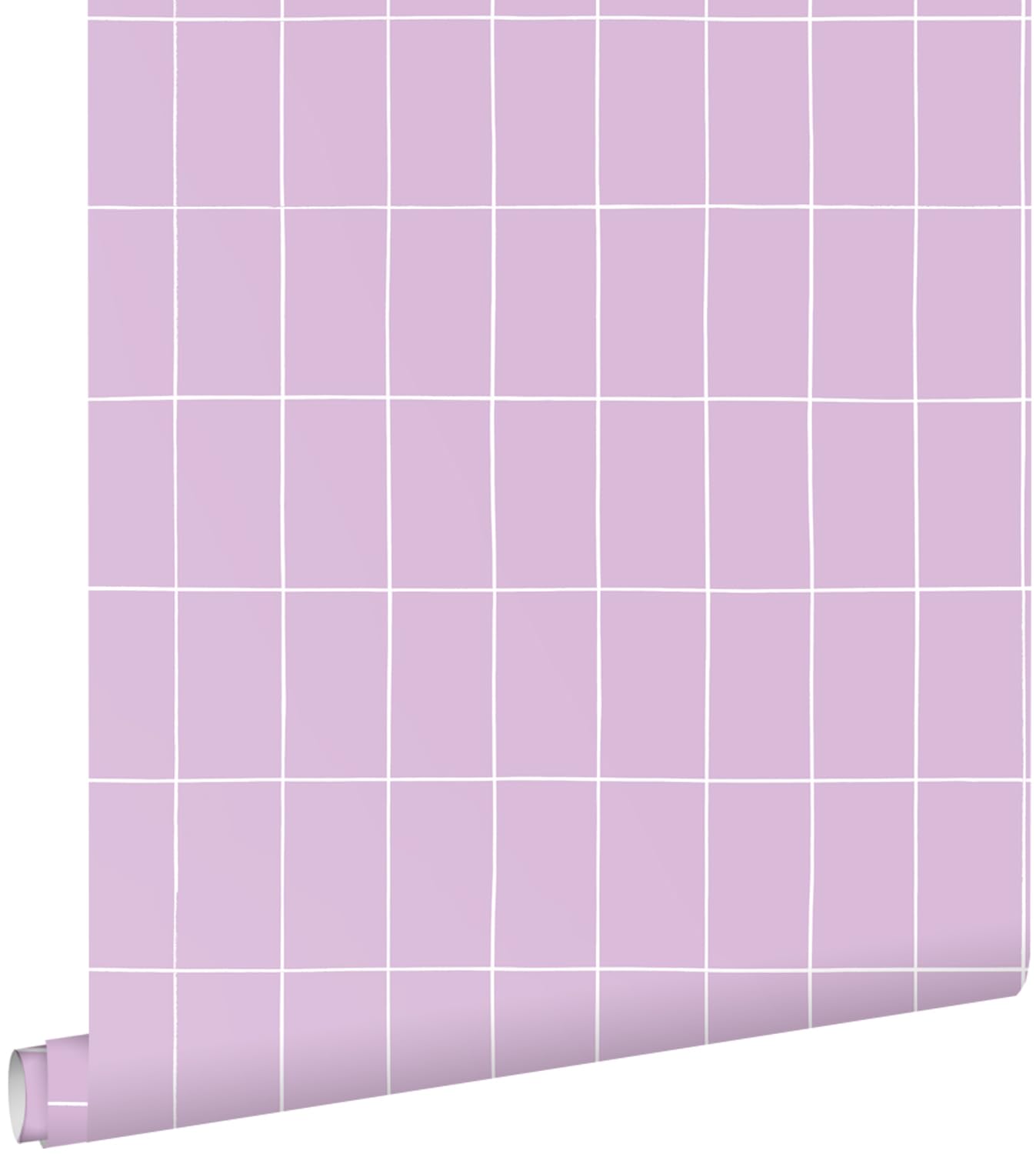 ESTAhome Tapeta małe kafelki liliowo fioletowymIbiałym 53 cm x 10.05 m