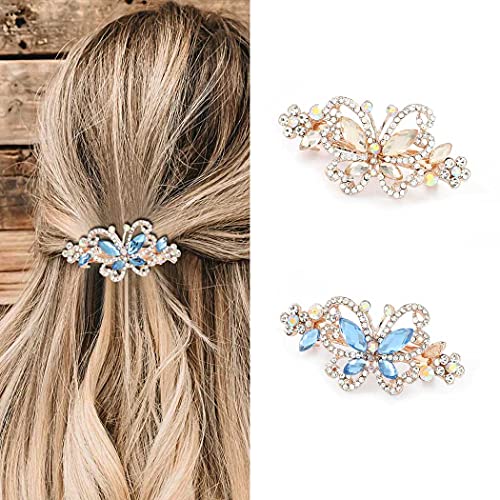 Runmi 2 Pcs Pince Cheveux Femme Papillon Pinces à Cheveux Métal Pince Cheveux Antidérapante 6.5cm Barrette pour Fille et Femme