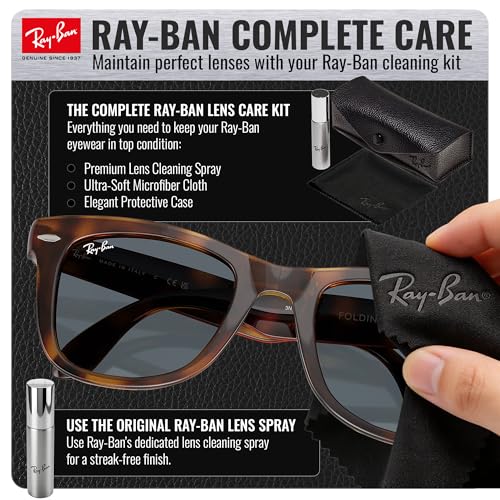Image of Ray-Ban RB4105 WAYFARER FOLDING CLASSIC Square Shape Sunglasses for Men with Official Eyewear Kit