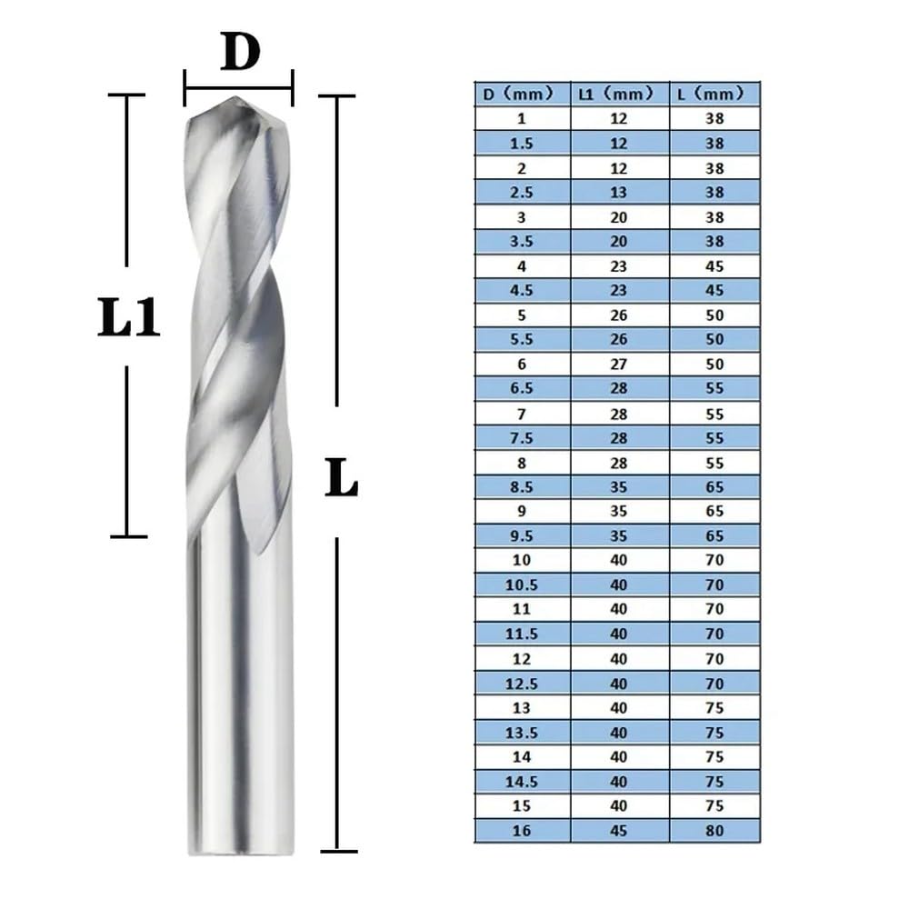 Wiertła z węglika wolframu do CNC, wiertła z węglika spiekanego Gwist 1,0-20 mm, opcjonalne wiertło do obróbki metalu, frez z węglika spiekanego, 3,0 mm