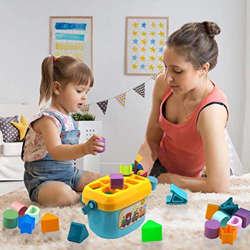 Image of LONGMIRE Plastic Building Blocks Baby and Toddler Baby First's Block Shape Sorter Colors ABCD Shape Toys for 1 Year Old Girl (Multi Color) (Baby First Block 01), Set Of 1