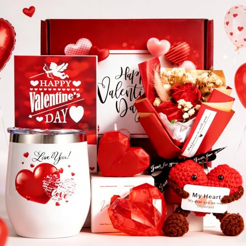 Gifts for Girlfriend Wife Lover Unique Ideas Wedding Engagement Gifts Heart-shaped Valentines Red Rose Love You Gift Romantic Gift Set