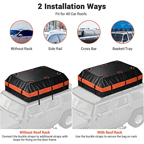 Yescom Car Rooftop Cargo Carrier Bag 21 Cubic Feet 900D Waterproof 6 Door Hooks Luggage Lock For All Vehicle With/Without Racks #TOP28