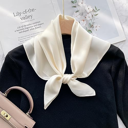 MEISEE Solid Color Mulberry Silk Scarf 26" Square Scarf Neck Scarf Hair Head Breathable Lightweight for Women Gift Packed2