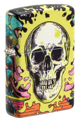 Image of Zippo Trippy Skull Design Glow in The Dark 540 Color Windproof Pocket Lighter, BIS Certified
