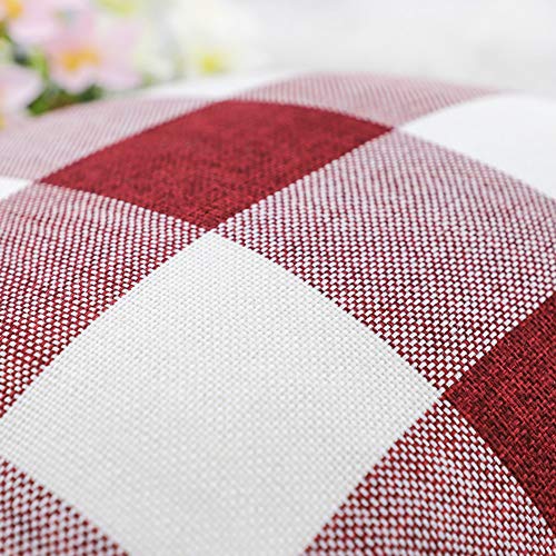 4Th Emotion Set Of 2 Farmhouse Buffalo Check Plaid Throw Pillow Covers Cushion Case Polyester Linen For Christmas Home Decor Red And White, 20 X 20 Inches #TOP1