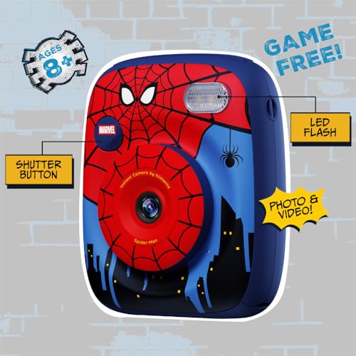 Image of kiimento Marvel Licensed Instant Print Digital Camera, Best Travel Buddy Spider-Man P2, 48MP Photo 1080p Video, 5-Sec Prints in 4 Colors, Selfie & Creator Mode, 32GB Memory Card (Model P2)