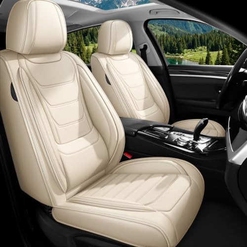 Image of Car Seat Covers Custom Fit Kia Telluride 2020-2026, Waterproof Nappa Leather Car Seat Protector, Breathable Car Seat Cushion, Seat Covers for Car(2 Seats Standard /Beige)