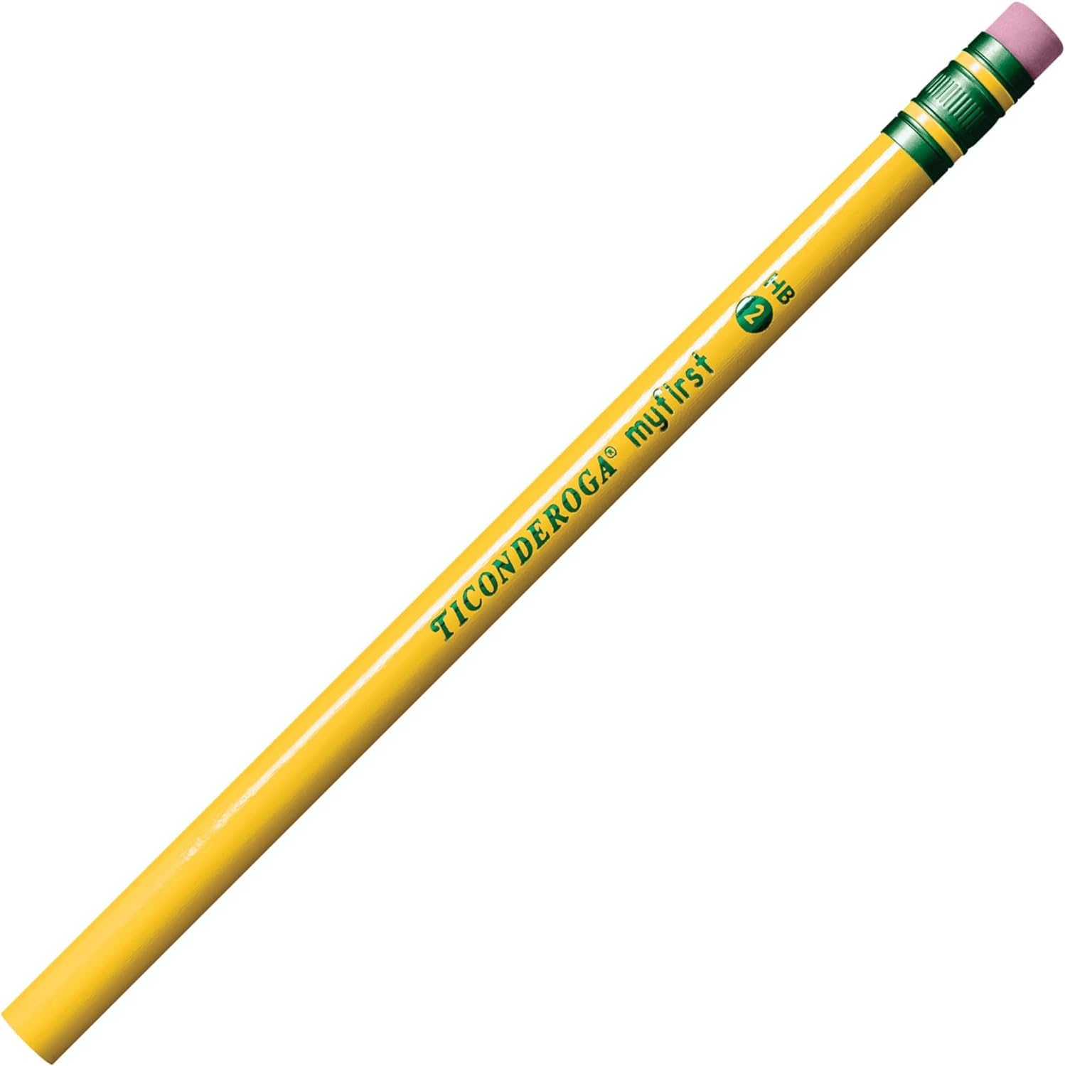Ticonderoga Paquete de 2 lápices de primaria para principiantes, con borrador, 2 minas, barril amarillo, paquete de 12